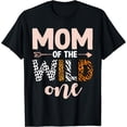 thumbnail image 1 of Leopard Mom Of Wild One Jungle 1st Birthday Decorations T-Shirt Black X-Large, 1 of 4