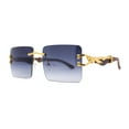 thumbnail image 1 of Leopard OG Gangster Rapper Rimless Wood Buffs Sunglasses Yellow Gold - Smoke, 1 of 4
