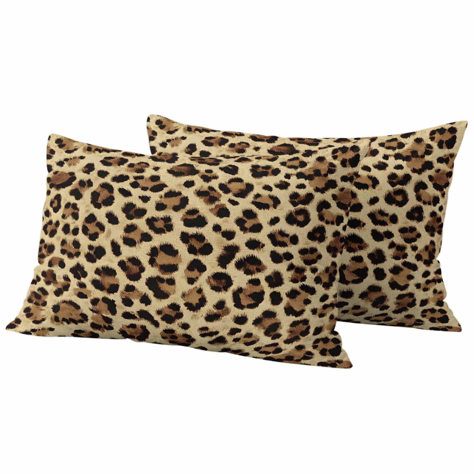 Leopard Outdoor Waterproof Pillow Covers, Farmhouse Brown Animals Art Modern Decorative Rectangle Throw Pillowcase Sofa Cushion Sham for Patio/Couch/Chair, 20"x12" 2 Pack