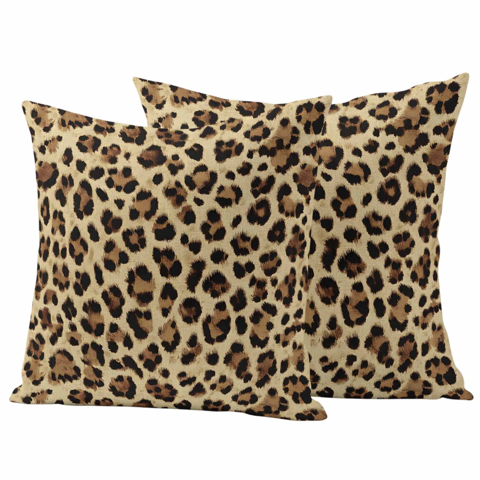 Leopard Outdoor Waterproof Pillow Covers, Farmhouse Brown Animals Art Modern Decorative Square Throw Pillowcase Sofa Cushion Sham for Patio/Couch/Chair, 18"x18" 2 Pack