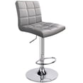 thumbnail image 1 of Leopard PU Leather Padded Square Back Adjustable Swivel Bar Stools,Grey, 1 of 6