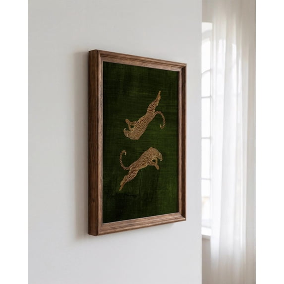 Leopard Pair Wall Art Prints, Vintage