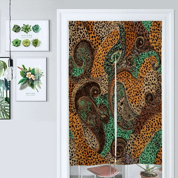 Leopard Paisley Vibrant Textile Door Curtain Nordic Living Room DoorCurtain Porch Partition Curtain Kitchen Rative Half Curtain
