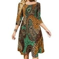 thumbnail image 1 of Leopard Paisley Vibrant Textile Women's Fall Dresses Casual Loose Flowy Swing Shift Dress, 1 of 9