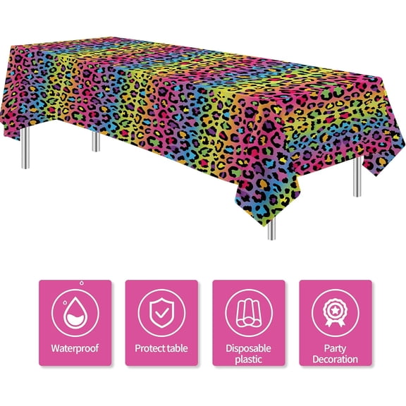 Leopard Party Decorations Tablecloth, 3Pcs Disposable Cheetah Print Birthday Party Tablecover Supplies, Iridescent Rainbow Leopard Birthday Table Decorations, (55in x 86in)$$Electronics Accessories