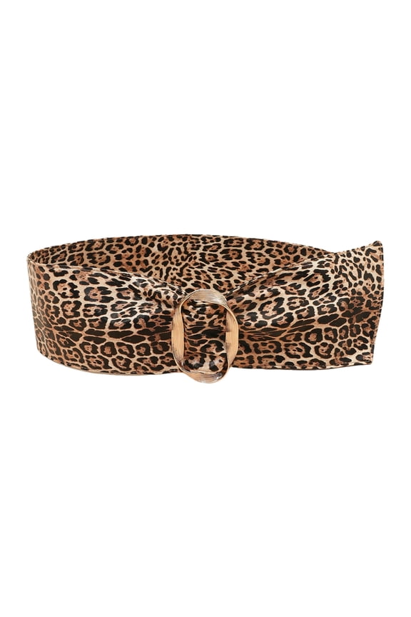 Leopard Pattern Corset Belt for Casual Formal with Gold Buckle Cincher Waist Belt for Shirt Dress Dating Night Waistband