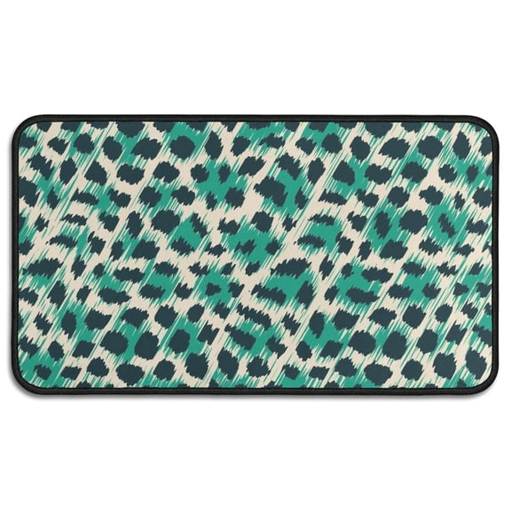 Leopard Pattern with Green and Black Spots Door Rugs,Washable Non Slip Door Mats Indoor,Decorative Door Mats,Entry Mat Indoor for Entrance,Bedroom,Kitchen,Bathroom,30"x17"