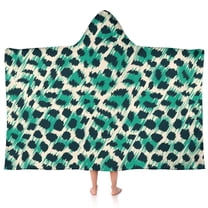 Leopard Pattern with Green and Black Spots Hooded Bath Towel，50"x30" for Ages 3 To 12 Kids, Quick Dry Lightweight Soft Microfiber Hood Beach Towel Cover Up for Kids