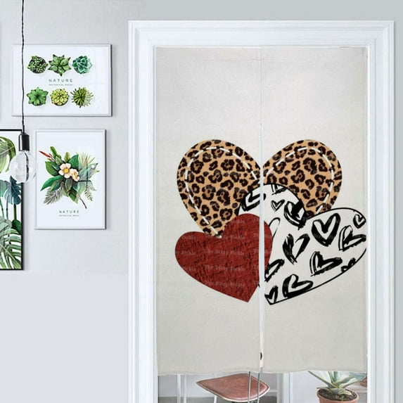 Leopard Pattern Heart Door Curtain Nordic Living Room DoorCurtain Porch Partition Curtain Kitchen Rative Half Curtain