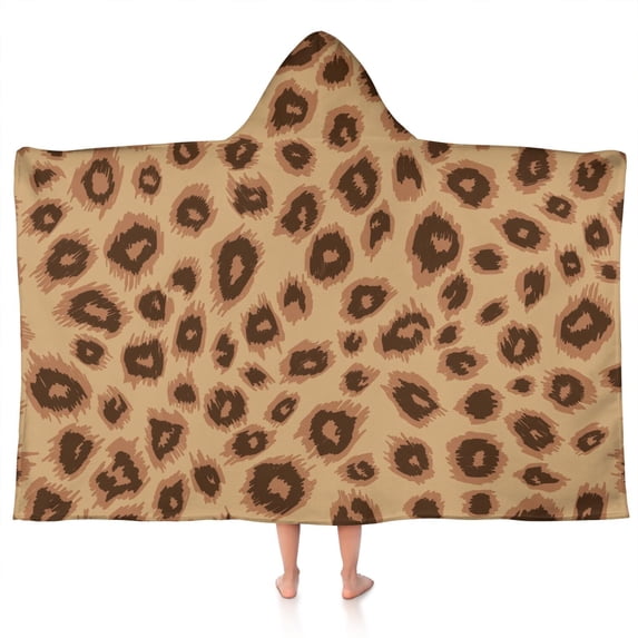 Leopard Pattern Hooded Bath Towel,50"x30" for Ages 3 To 12 Kids, Quick Dry Lightweight Soft Microfiber Hood Beach Towel Cover Up for Kids