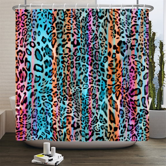 Leopard Pattern Printed Shower Curtain Waterproof Polyester Mord Art Colorful Ba