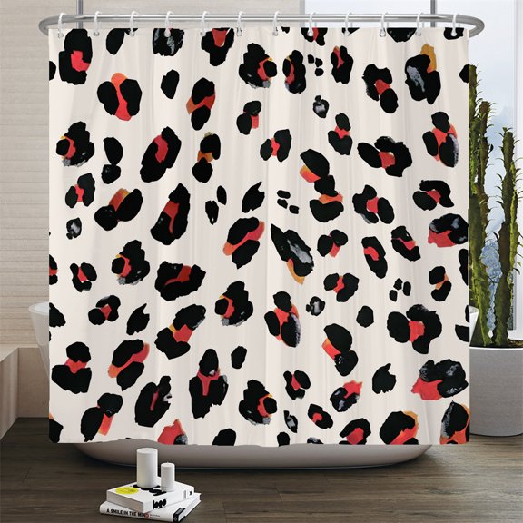 Leopard Pattern Printed Shower Curtain Waterproof Polyester Mord Art Colorful Ba