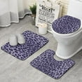 thumbnail image 1 of Leopard Pattern Purple Bathroom Rugs Sets 3 Piece,Toilet Cover Set,Absorbent Non Slip Bathroom Mats Sets with U-Shaped Contour Rug Toilet Rug Set, 1 of 5