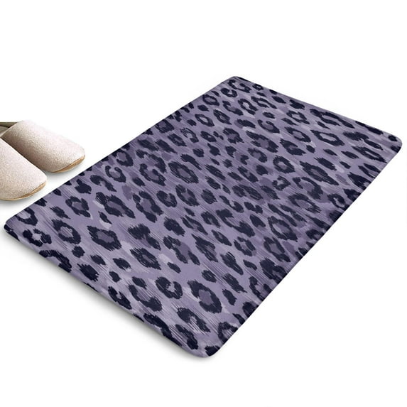 Leopard Pattern Purple Flannel Non Slip Door Rugs,Washable Door Mats Indoor,Decorative Door Mats,Dirt-Resistant and Absorbent Doormat for Entrance,Bedroom,Kitchen,Bathroom,23.5x16in(60x40cm)