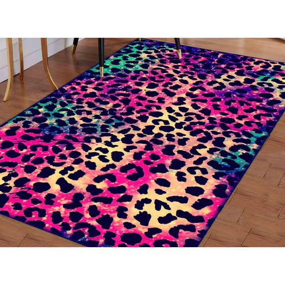 Leopard Pattern Rug, Pink Rugs, Pink Leopard Rug, Modern Rugs, Living Room Rug, Housewarming Gift, Anti-Slip Carpet, Gift For The Home, 3.3'x5' - 100x150 cm