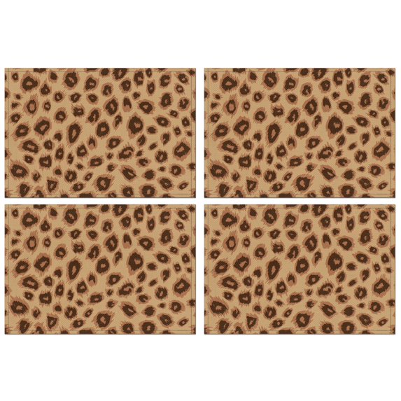 Leopard Pattern Summer Placemats Table Placemats Set Of 4-Linen Kitchen Washable Placemats Table Mats 11.8"x17.7"Non-Slip Heat Resistant