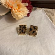 Leopard Pattern Velvet Stud Earrings