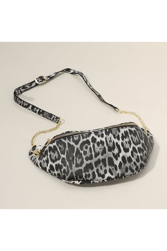 Leopard Patterned Faux Leather Crossbody Bag