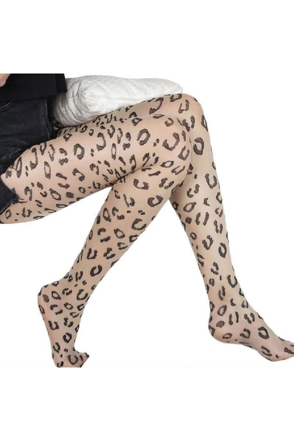 Leopard Patterned Pantyhose for Women Thin Semi Opaque Silk Tights Stockings