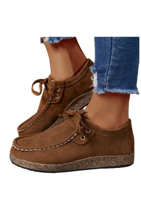 Leopard Penny Loafers Walking Shoes for Women Wide Feet 2025 Fashion Casual Suede Arch Support Orthopetic Flats Fall Ankle Booties Coffee Size 7