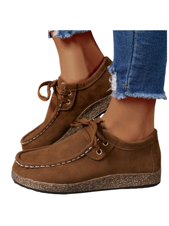 Leopard Penny Loafers Walking Shoes for Women Wide Feet 2025 Fashion Casual Suede Arch Support Orthopetic Flats Fall Ankle Booties Coffee Size 7