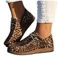 thumbnail image 1 of Leopard Penny Loafers Walking Shoes for Women Wide Feet 2025 Fashion Casual Suede Arch Support Orthopetic Flats Fall Ankle Booties Brown Size 7, 1 of 6