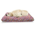 thumbnail image 1 of Leopard Pet Bed, Bold Blobs of Paint Stains Funky Print on a Cold Toned Background, Chew Resistant Pad for Dogs and Cats Cushion with Removable Cover, 24" x 39", Mustard Pink, by Ambesonne, 1 of 4
