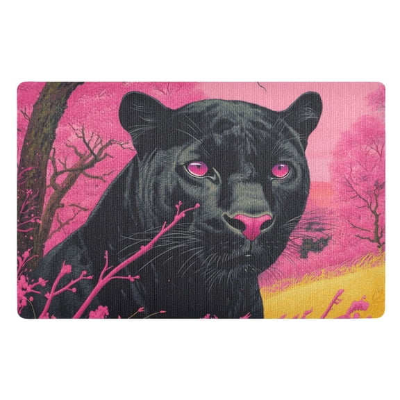 Leopard Pink Eyes Floor Door Mat Outdoor Indoor for Home Entrance Welcome Mats 32"x20"