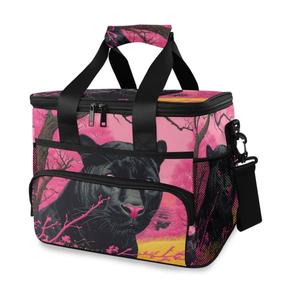 Leopard Pink Eyes Insulated Lunch Bag 15L Cooler Box for Women Men Work Camping Beach Travel