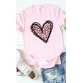 thumbnail image 1 of Leopard Pink Heart Graphic Tee T-Shirt, 1 of 8