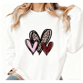 thumbnail image 1 of Leopard Plaid Heart Print Sweatshirt Graphic Sweatshirt Valentine's Black S-3XL Tops Round-neck pure cotton sweatshirt, 1 of 5