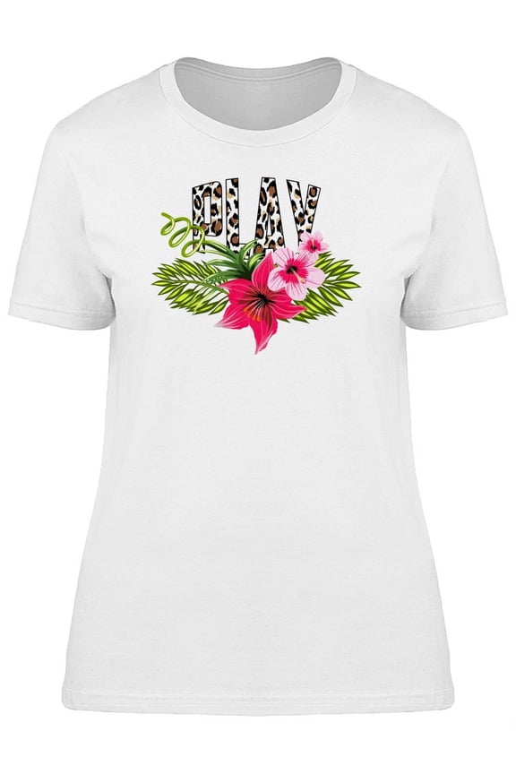 Leopard Play Tropical T-Shirt Women -Image by Shutterstock, Female x-Large