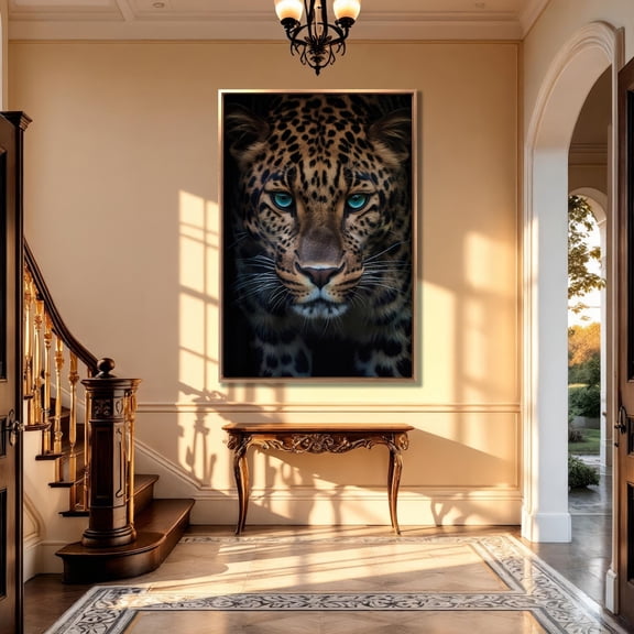 Leopard Portrait Poster Wildlife Wall Art, 12x18 UNFRAMED