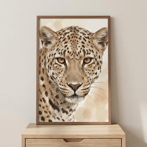 Leopard Portrait Wall Art Big Cat Digital Illustration Safari Animal Nursery Decor Exotic