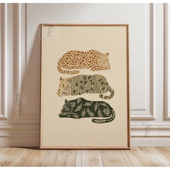 Leopard Poster, Big Cat Wall Art Print, Minimal Safari Animal Decor, Poster Only