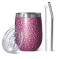 thumbnail image 1 of Leopard Print 12oz Stainless Steel Insulated Wine Tumbler with Lid and Straw – Double Wall Vacuum Mug for Hot & Cold Drinks, 304 Steel Interior, Sweat-Free Design, 1 of 5