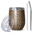 thumbnail image 1 of Leopard Print 12oz Stainless Steel Insulated Wine Tumbler with Lid and Straw – Double Wall Vacuum Mug for Hot & Cold Drinks, 304 Steel Interior, Sweat-Free Design, 1 of 5