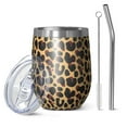 thumbnail image 1 of Leopard Print 12oz Stainless Steel Insulated Wine Tumbler with Lid and Straw – Double Wall Vacuum Mug for Hot & Cold Drinks, 304 Steel Interior, Sweat-Free Design, 1 of 5