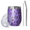 thumbnail image 1 of Leopard Print 12oz Stainless Steel Insulated Wine Tumbler with Lid and Straw – Double Wall Vacuum Mug for Hot & Cold Drinks, 304 Steel Interior, Sweat-Free Design, 1 of 5
