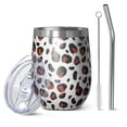 thumbnail image 1 of Leopard Print 12oz Stainless Steel Insulated Wine Tumbler with Lid and Straw – Double Wall Vacuum Mug for Hot & Cold Drinks, 304 Steel Interior, Sweat-Free Design, 1 of 5