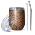thumbnail image 1 of Leopard Print 12oz Stainless Steel Insulated Wine Tumbler with Lid and Straw – Double Wall Vacuum Mug for Hot & Cold Drinks, 304 Steel Interior, Sweat-Free Design, 1 of 5