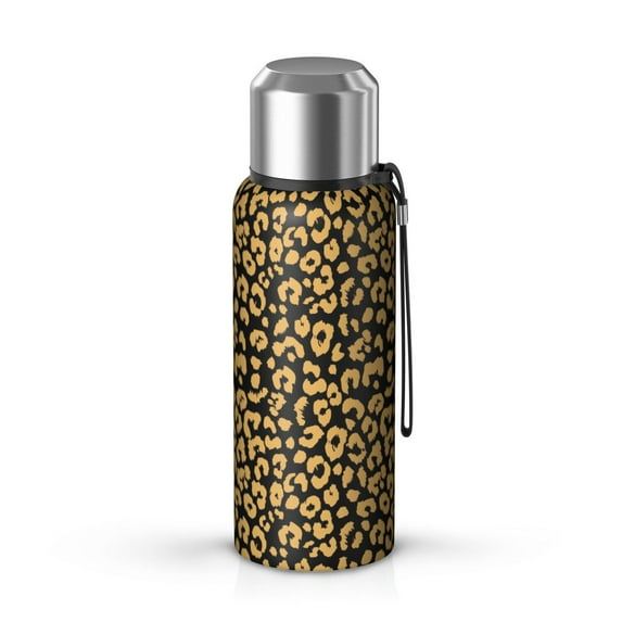 Leopard Print 20oz Stainless Steel Thermal Bottle with Tea Filter and Cup Lid, Vacuum Insulated Coffee Mug with 316L Inner Liner, Leakproof Travel Thermos for Office, Commute & Outdoor