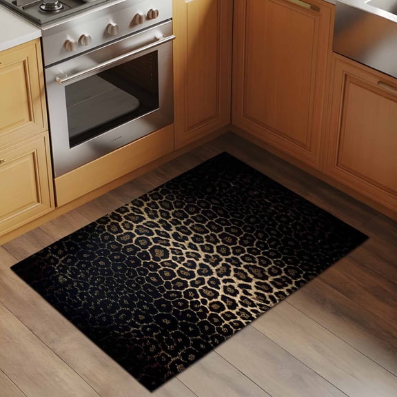 Leopard Print 2x3 Rug for Entryway Front Door Kitchen Sink Area, Dot Gradient Texture Low Pile Washable Non Slip Rectangle Area Rug