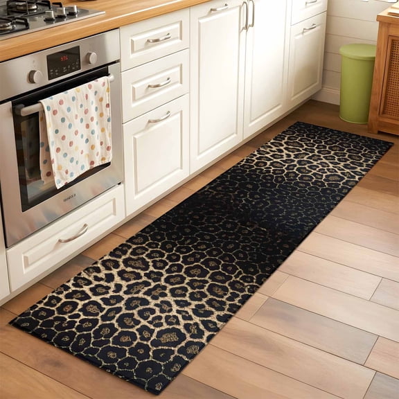 Leopard Print 2x6 Runner Rug for Hallway Walkway Kitchen Galley, Dot Gradient Texture Low Pile Washable Non Slip Long Area Rug