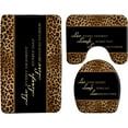 thumbnail image 1 of Leopard Print 3 Piece Bath Mats Live Laugh Love Rugs Sets Positive Inspirational Quotes Wild Animal Skin Pattern Motivational, 1 of 5