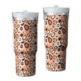 thumbnail image 1 of Leopard Print 30oz Handheld Travel Tumbler with Handle – Double Wall Stainless Steel Insulated Cup, Flip Straw Lid, Leak-Proof & BPA-Free for Hot and Cold Drinks – Durable Coffee & Juice Mug White, 1 of 6
