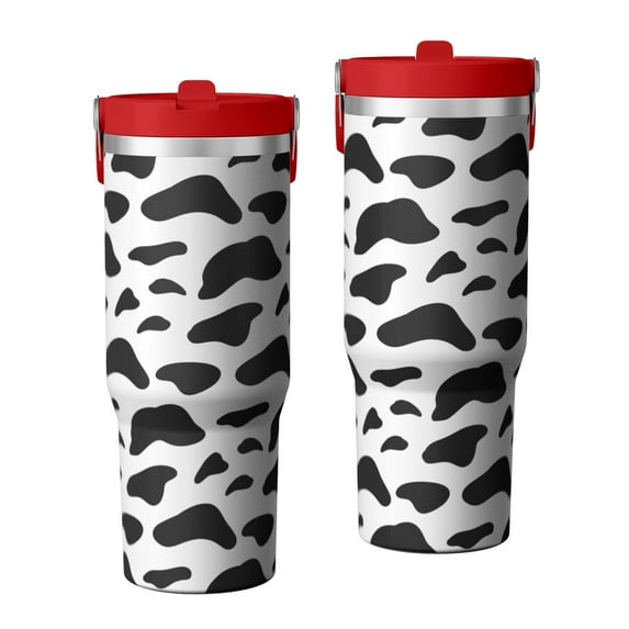 Leopard Print 30oz Handheld Travel Tumbler with Handle – Double Wall Stainless Steel Insulated Cup, Flip Straw Lid, Leak-Proof & BPA-Free for Hot and Cold Drinks – Durable Coffee & Juice Mug Black