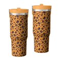 thumbnail image 1 of Leopard Print 30oz Handheld Travel Tumbler with Handle – Double Wall Stainless Steel Insulated Cup, Flip Straw Lid, Leak-Proof & BPA-Free for Hot and Cold Drinks – Durable Coffee & Juice Mug White, 1 of 6