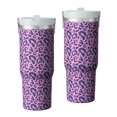thumbnail image 1 of Leopard Print 30oz Handheld Travel Tumbler with Handle – Double Wall Stainless Steel Insulated Cup, Flip Straw Lid, Leak-Proof & BPA-Free for Hot and Cold Drinks – Durable Coffee & Juice Mug White, 1 of 6