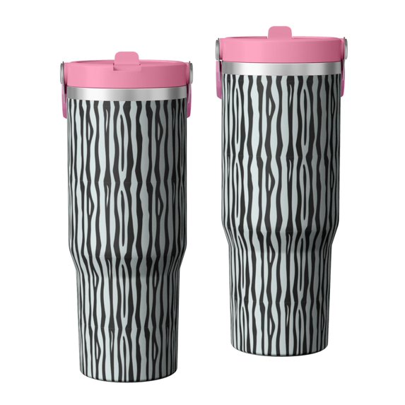 Leopard Print 30oz Handheld Travel Tumbler with Handle – Double Wall Stainless Steel Insulated Cup, Flip Straw Lid, Leak-Proof & BPA-Free for Hot and Cold Drinks – Durable Coffee & Juice Mug White